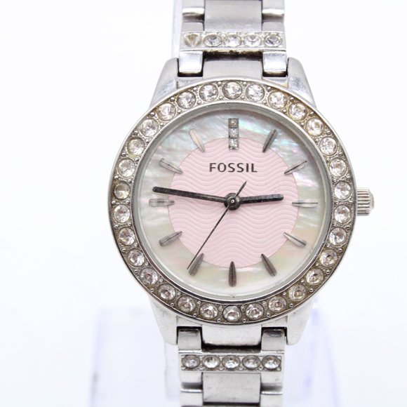 Fossil Watch Womens Jesse Es2189 Classic Pink Stainless-Steel Rhinestones Quartz - Picture 2 of 8